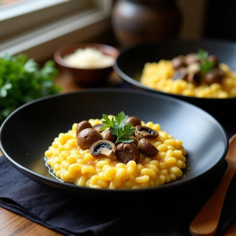 Risotto de Hongos Porcini y Azafrán con Caldo de Huesos: Receta Italiana Keto