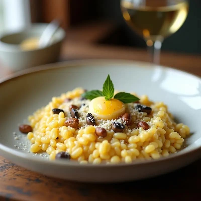 Risotto de Hongos Porcini y Azafrán: Receta Italiana Gourmet con Vino Blanco