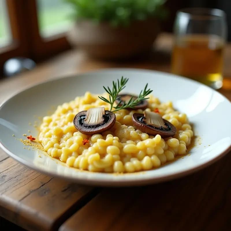 Risotto de Hongos Portobello y Azafrán: Receta Italiana Creamosa en Olla Lenta