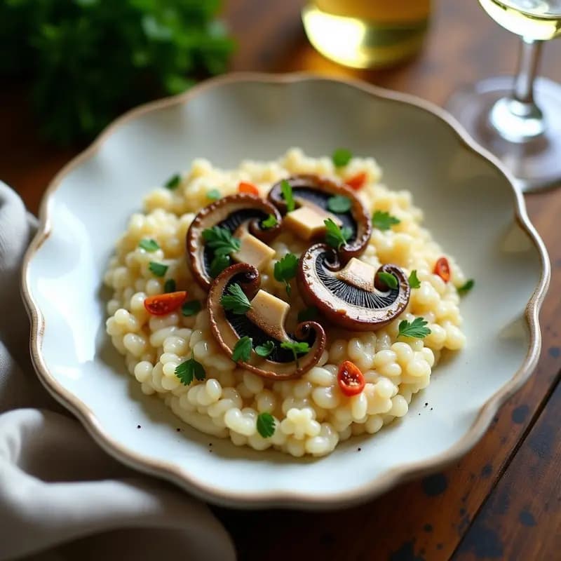 Risotto de Hongos Portobello y Vino Blanco: Receta Italiana Keto Sin Arroz