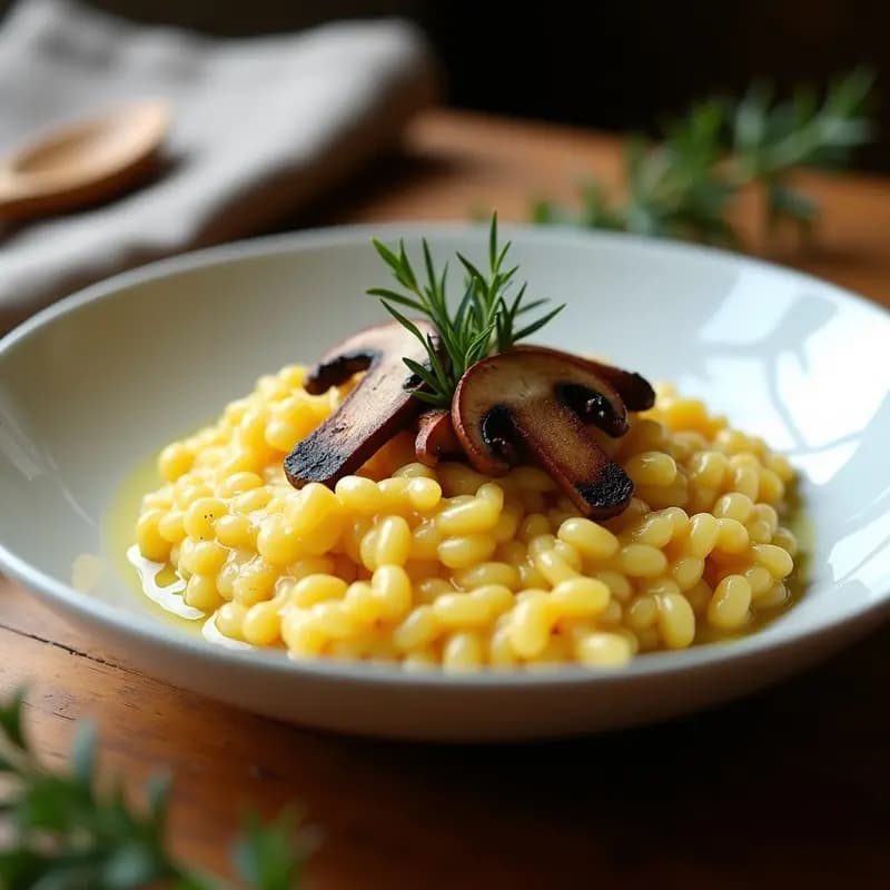 Risotto de Hongos Shiitake y Azafrán: Receta Italiana Cremosa y Sin Lactosa