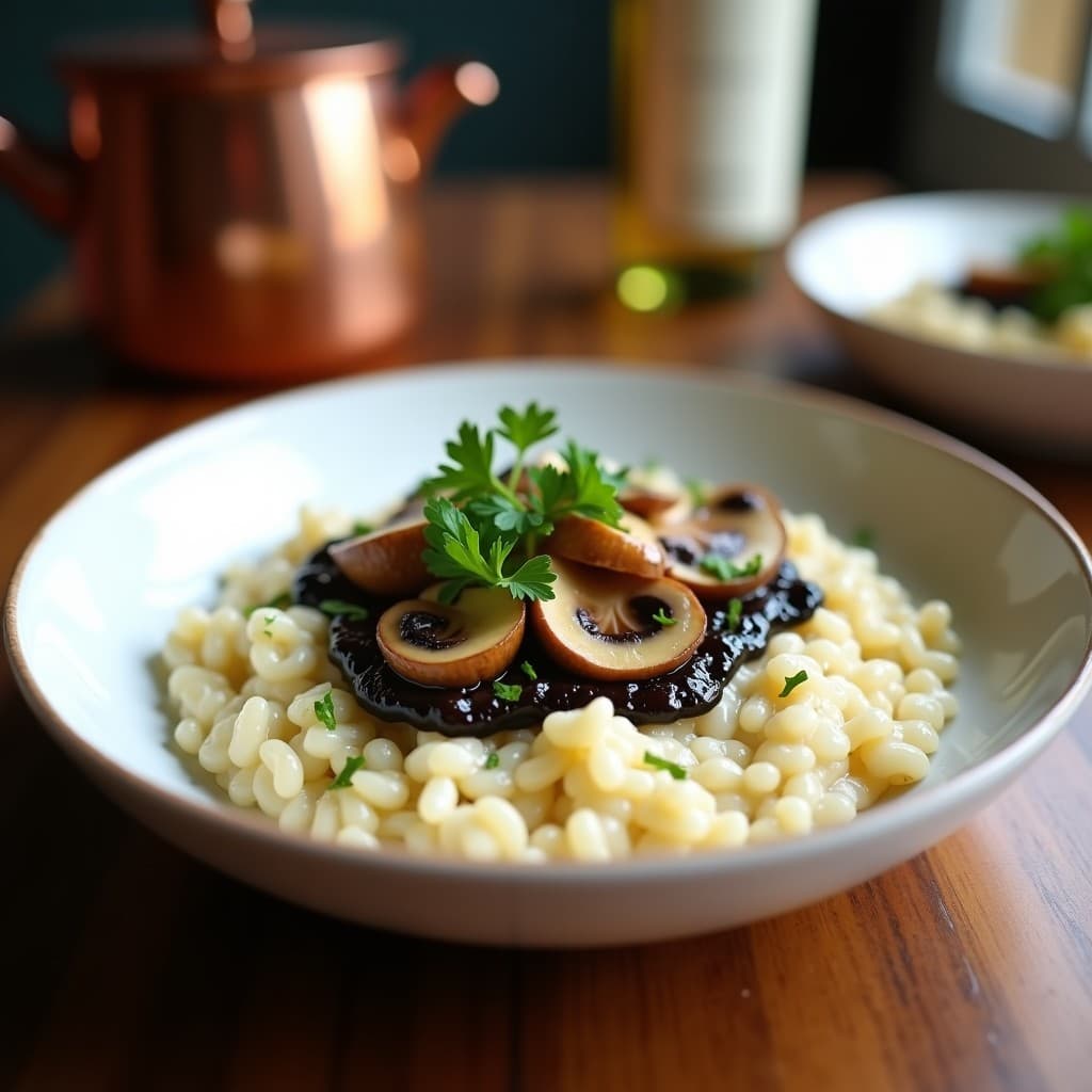Risotto de Hongos Shitake y Ajo Negro: Receta Gourmet en Olla Express
