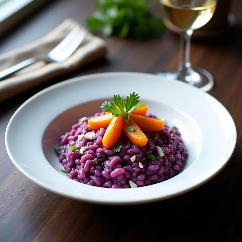 Risotto de maíz morado con erizos de mar: Receta gourmet peruana en thermomix