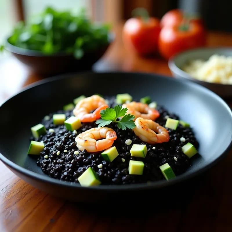 Risotto Negro con Calabacín: Receta en Airfryer Sin Aceite y Alta en Proteína