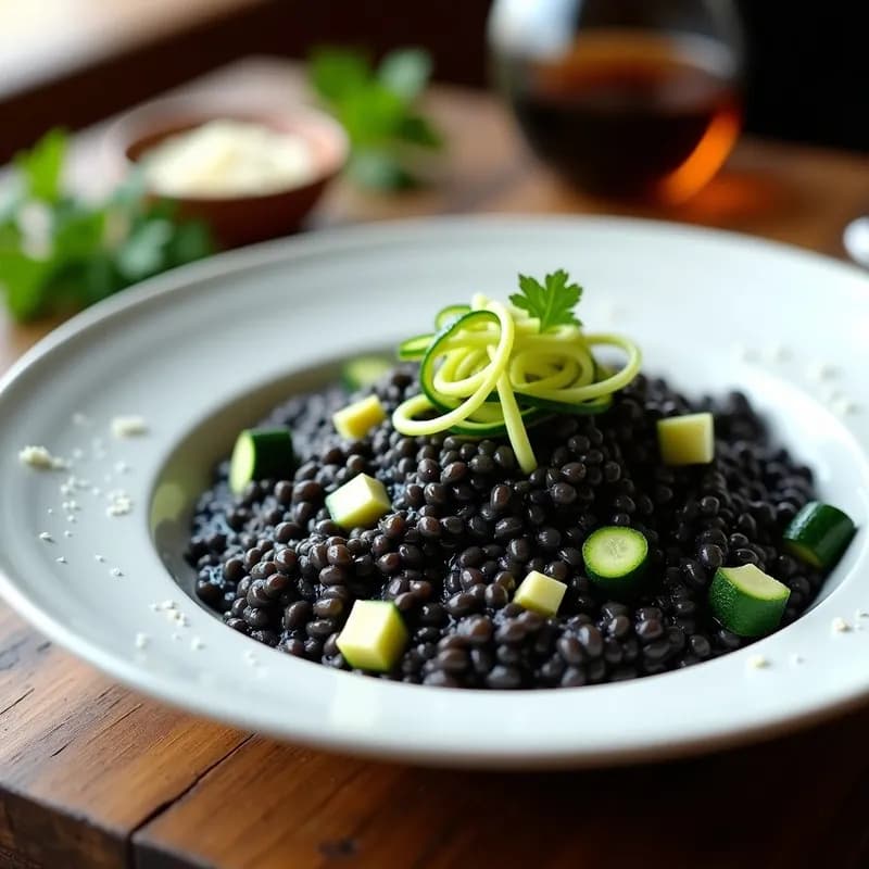 Risotto Negro con Calabacín y Trufa: Receta Cremosa en 30 Minutos