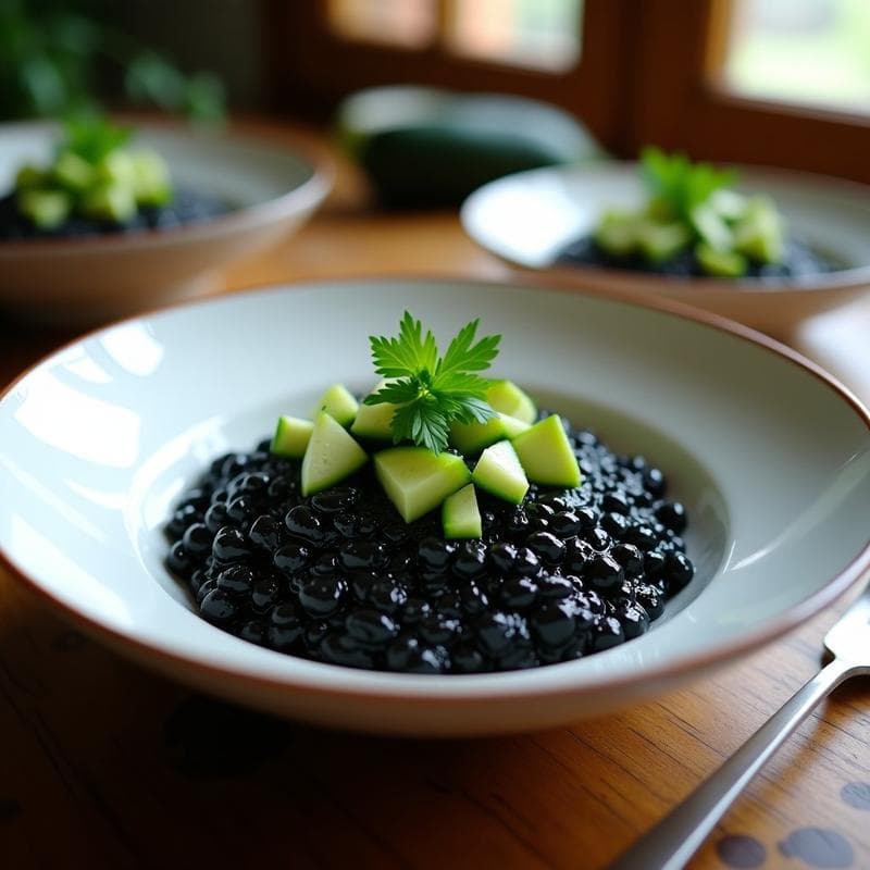 Risotto Negro con Calabacines: Receta en Airfryer Sin Lactosa y Alta en Sabor