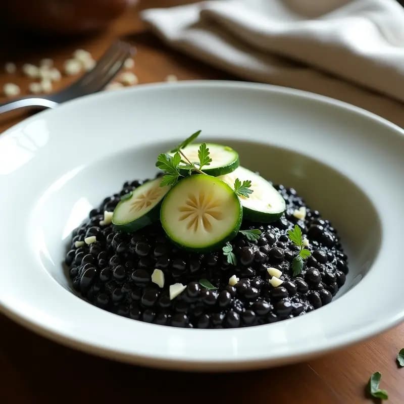 Risotto Negro con Calabacines y Algas Nori: Receta Italiana de Mar en 30 Minutos
