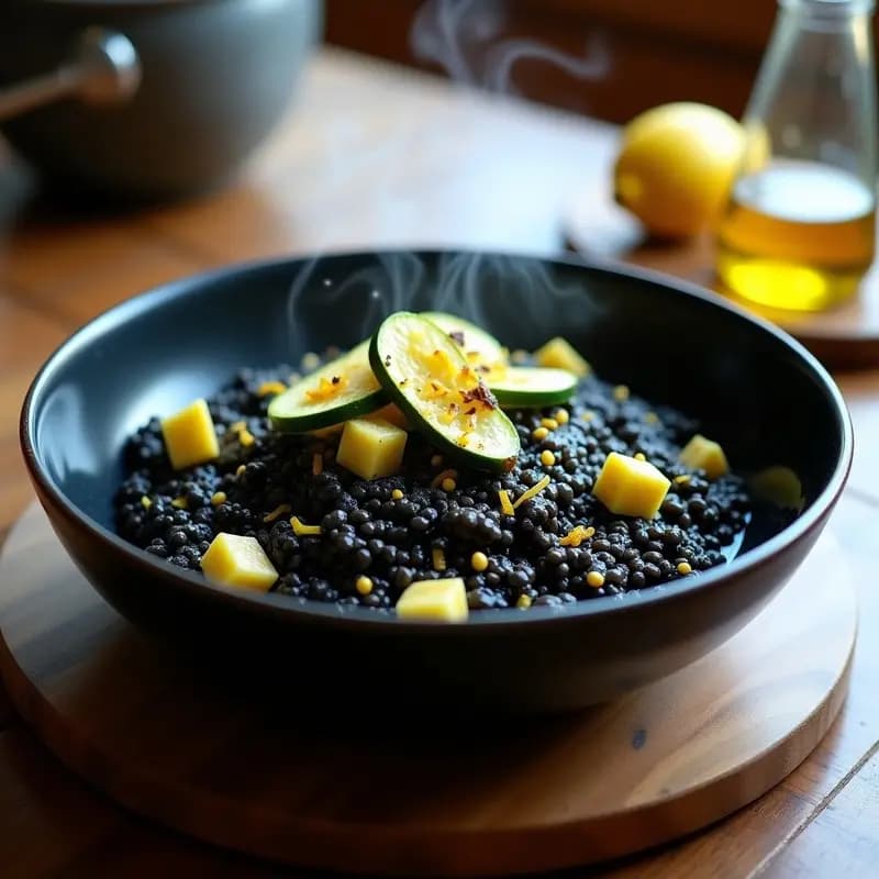 Risotto Negro con Calabacitas: Receta en Airfryer Sin Lactosa y Ultra Cremosa