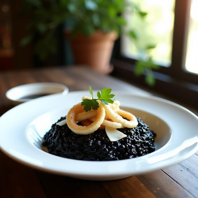 Risotto Negro con Calamares: Receta en Airfryer Rápida y con Toque Gourmet