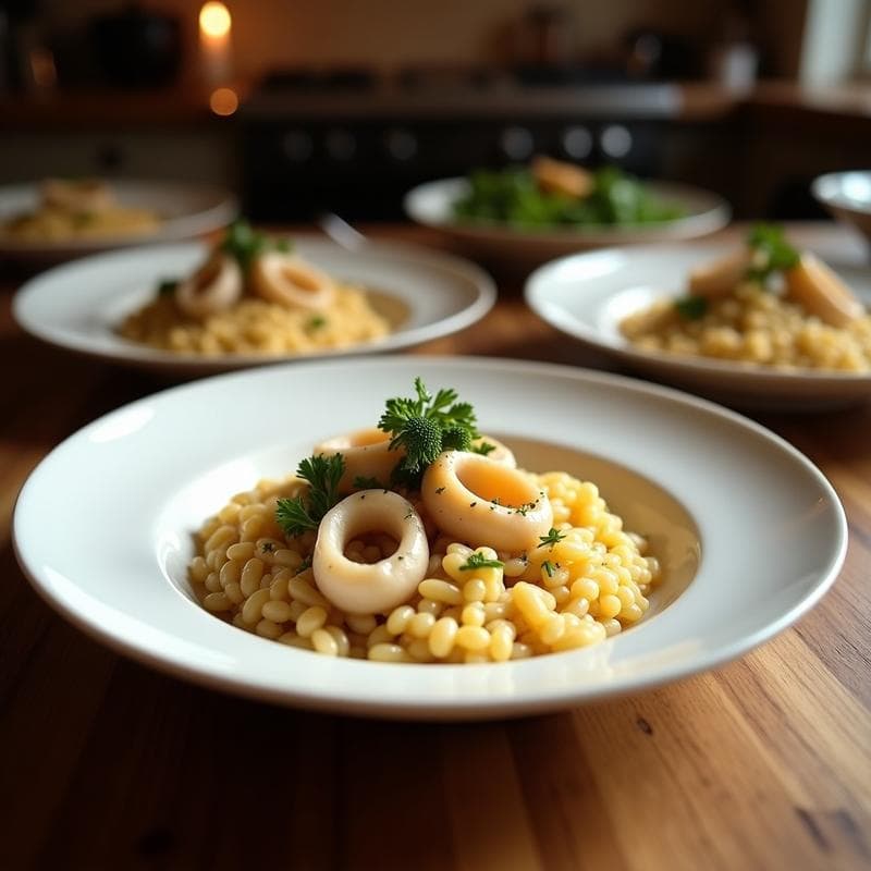 Risotto Negro con Calamares y Sepia: Receta Italiana con Toque Costero en 30 Minutos