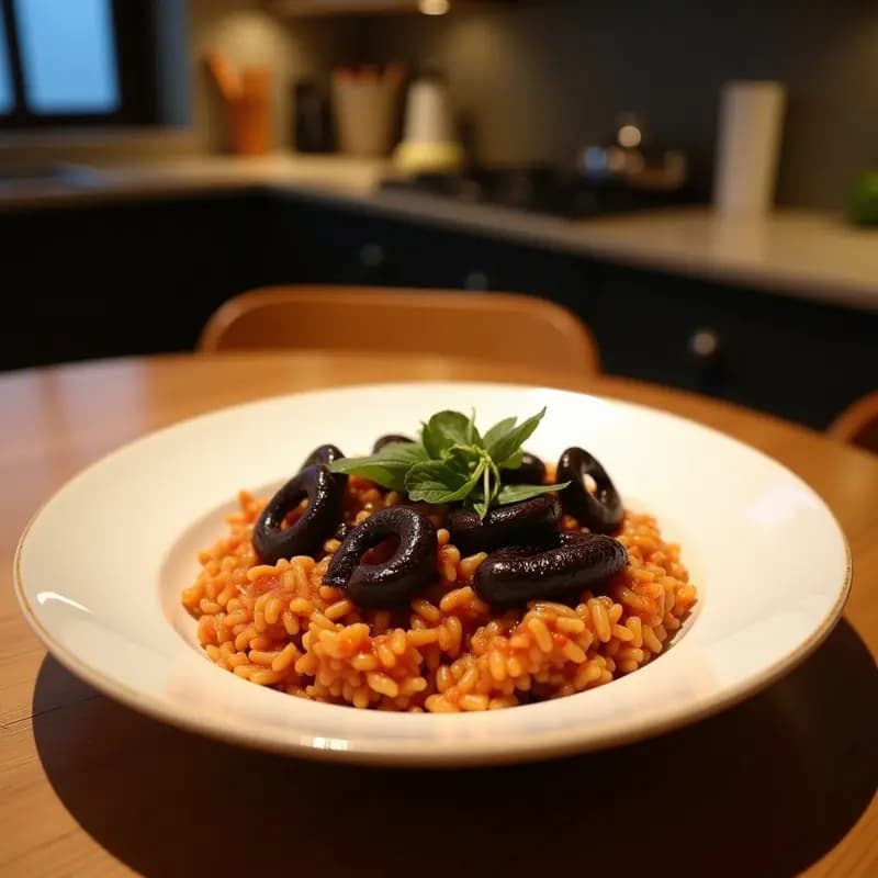 Risotto Negro con Calamares: Receta en Olla Express con Toque Mediterráneo