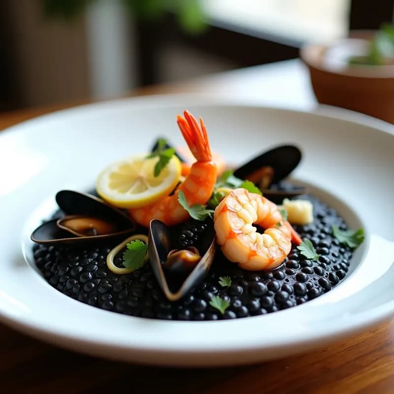 Risotto Negro con Mariscos: Receta en Thermomix con Sabor Costero en 25 Minutos