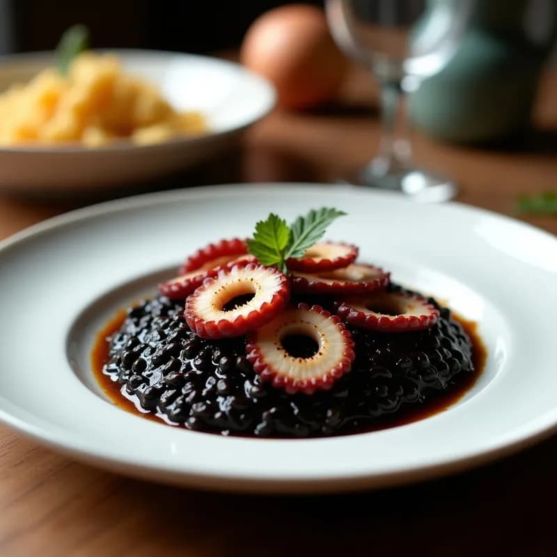 Risotto Negro con Pulpo Ahumado: Receta Gourmet en 30 Minutos con Toque Mediterráneo