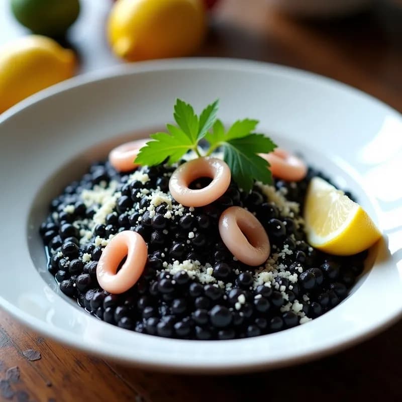 Risotto Negro con Tinta de Calamar: Receta en Airfryer Sin Aceite en 20 Minutos