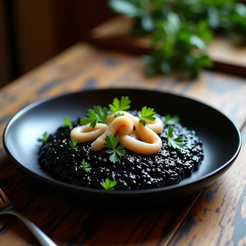 Risotto Negro con Tinta de Calamar: Receta en Ollas Superpuestas Sin Vigilar con Sabor a Mar