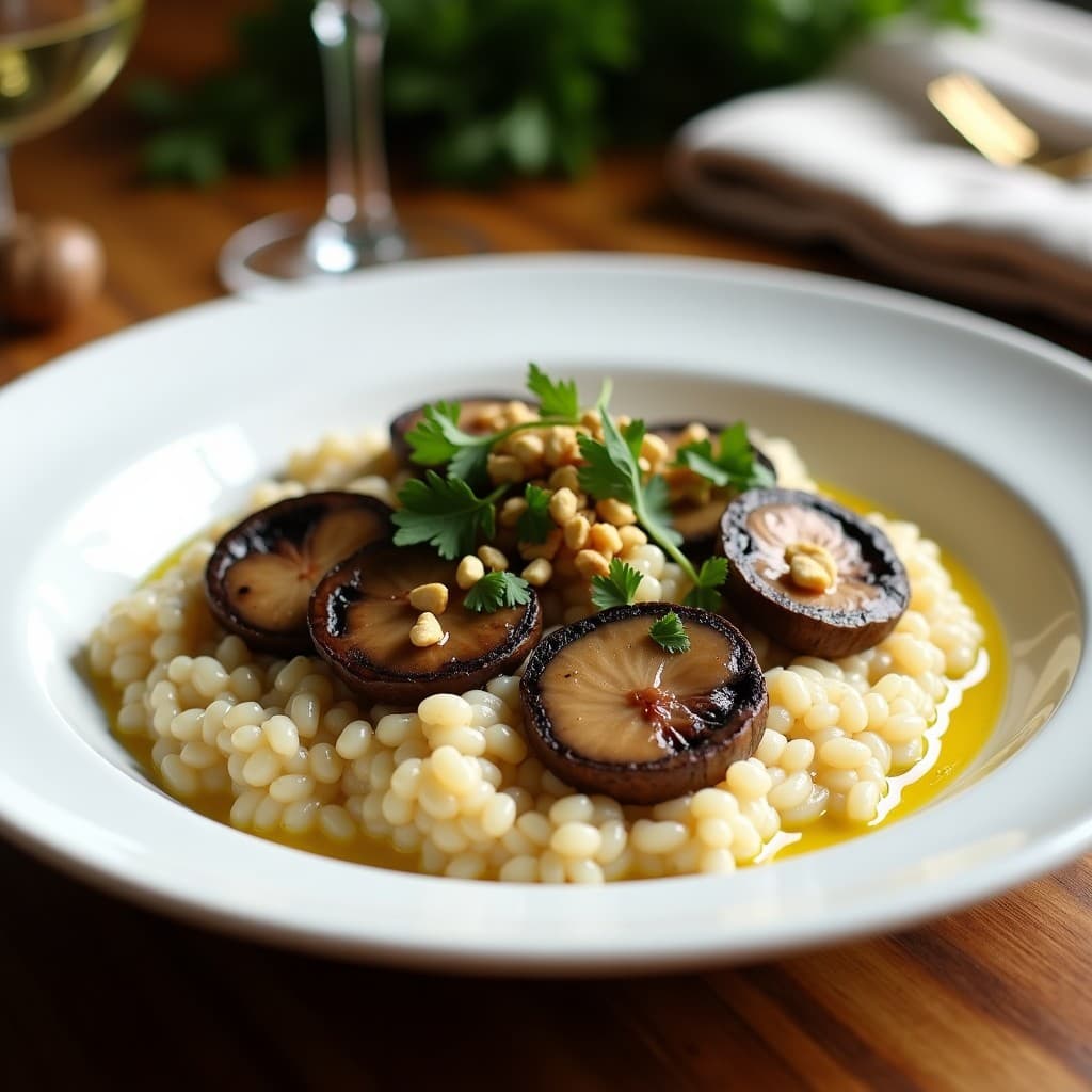 Risotto de Champiñones Portobello y Ajo Negro: Receta Gourmet Sin Lactosa