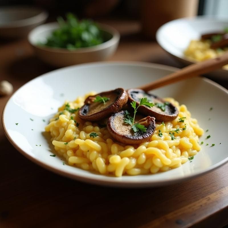 Risotto de Champiñones Portobello y Azafrán: Receta en Olla Exprés Sin Lactosa