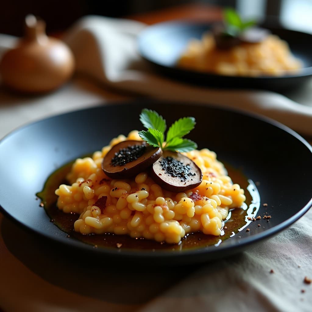 Risotto de Champiñones Portobello y Romesco con Toque de Trufa Negra: Receta en Olla Lenta