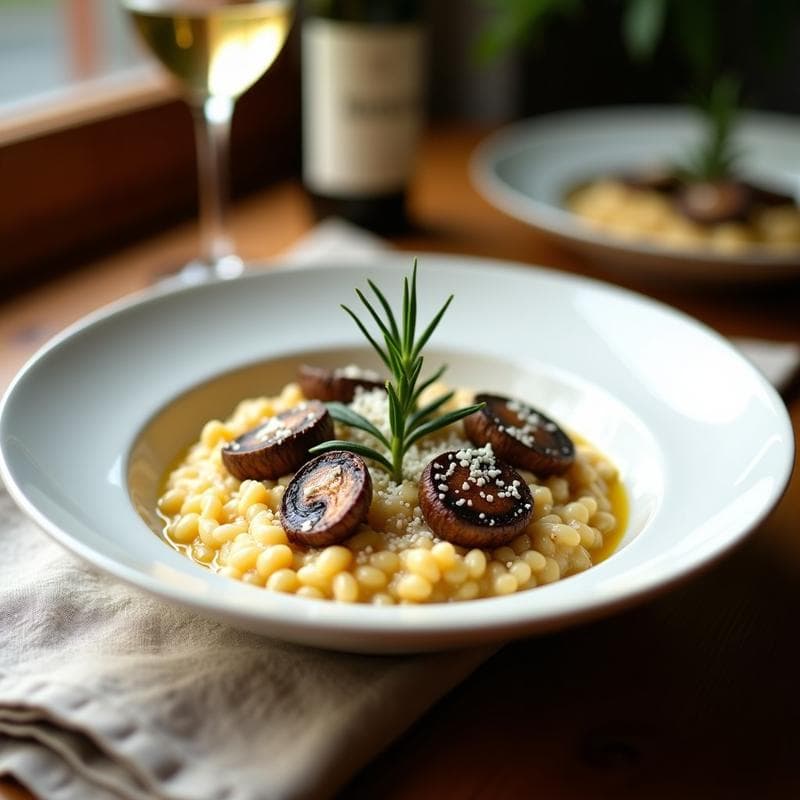Risotto de Champiñones Portobello y Vino Blanco: Receta Italiana en Airfryer Sin Remover