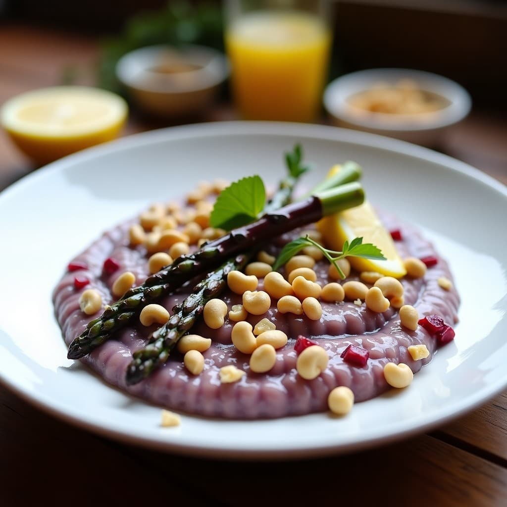 Risotto de Quinoa y Espárragos Morados: Receta Vegana en Olla Express