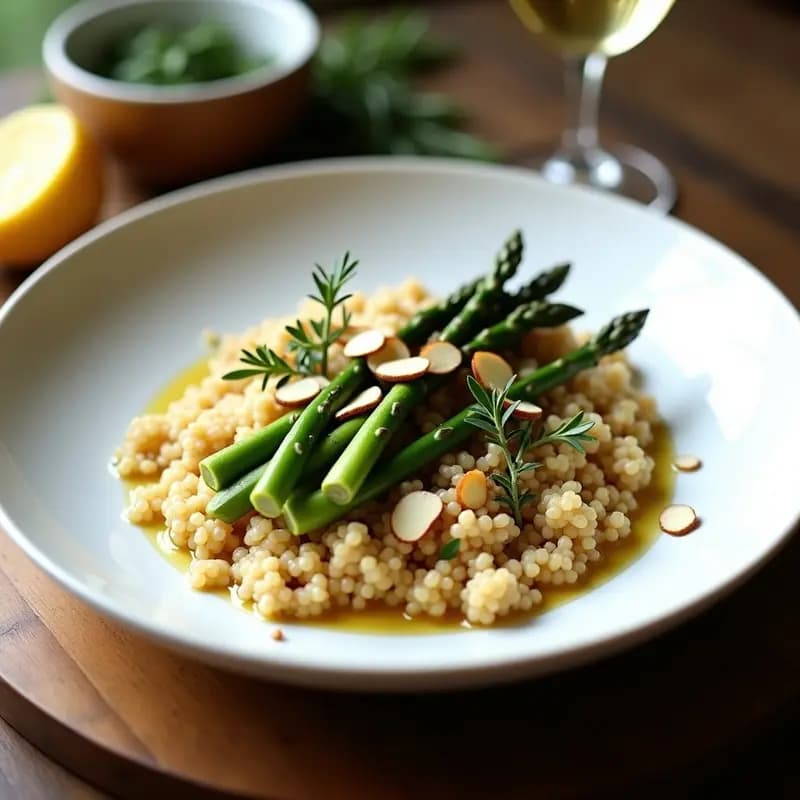 Bowl de Quinoa y Espárragos: Receta Argentina Vegana con Reducción de Vino Blanco