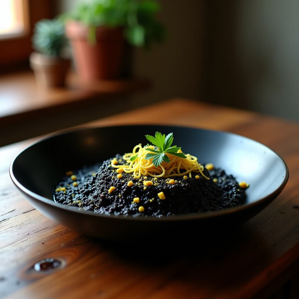 Risotto de Quinoa Negra y Tinta de Calamar con Azafrán: Receta Gourmet Sin Lácteos