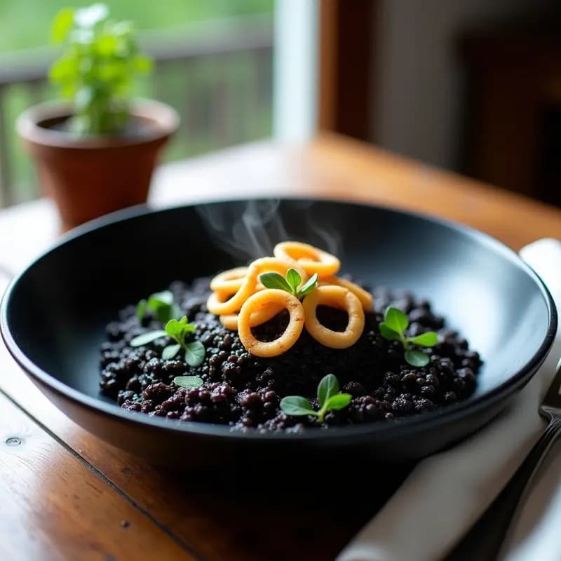 Risotto de Quinoa Negra y Tinta de Calamar: Receta Italiana Sin Lácteas en Thermomix