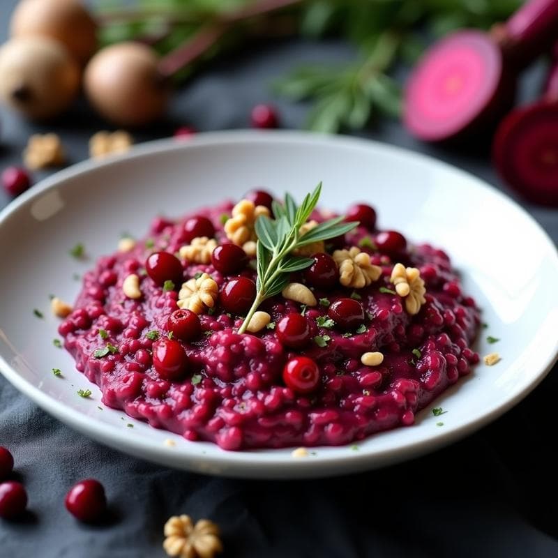 Risotto de Remolacha y Arándanos: Receta Vegana de Autor con Toque Dulce-Salado