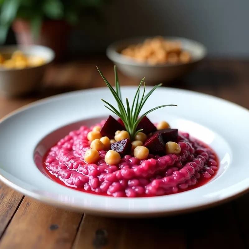 Risotto de Remolacha y Azafrán: Receta Vegana Alta en Proteína y Sin Lácteos