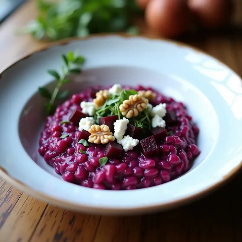 Risotto de Remolacha Azul y Queso de Cabra: Receta Gourmet Fácil y Sin Gluten