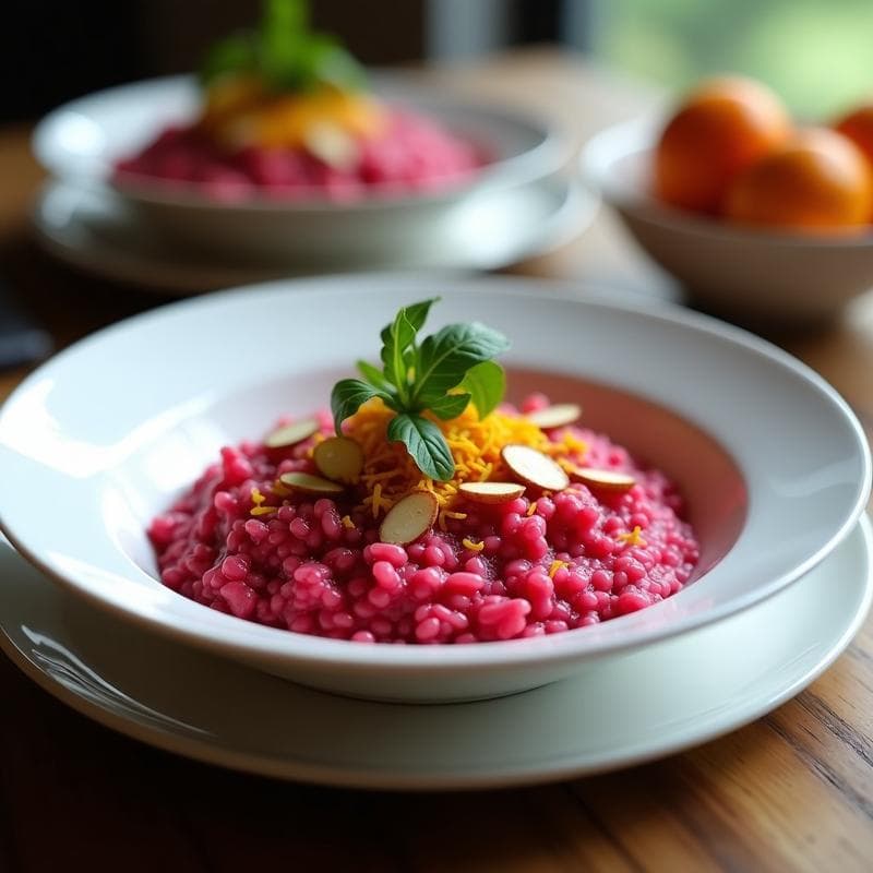 Risotto de Remolacha y Cítricos: Receta en Ollas Superpuestas con Toque Vibrante en 2 Capas