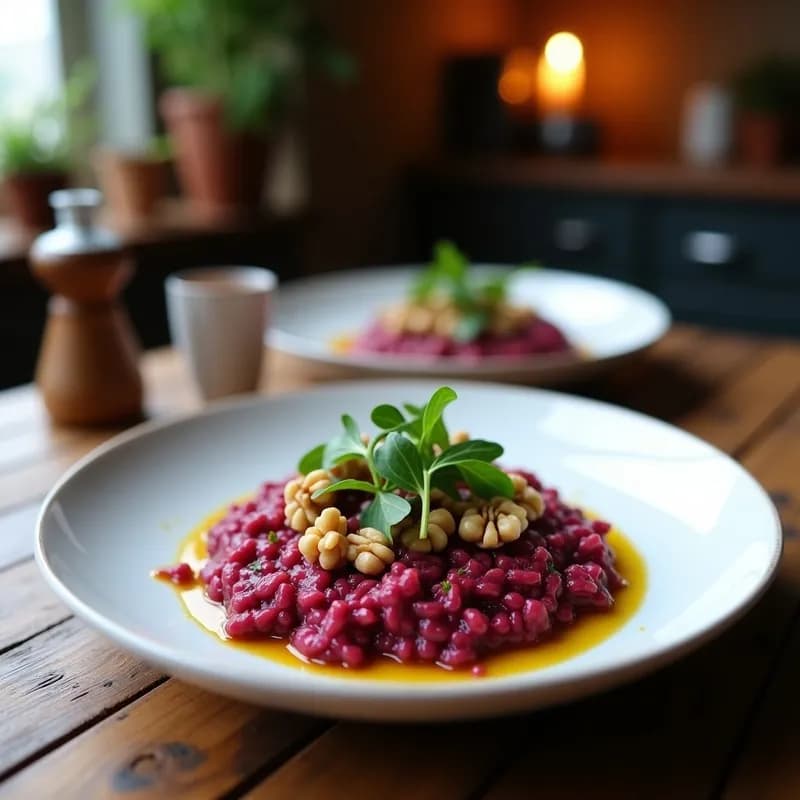 Risotto de Remolacha y Cúrcuma: Receta Vegana en Olla Express con Toque Gourmet