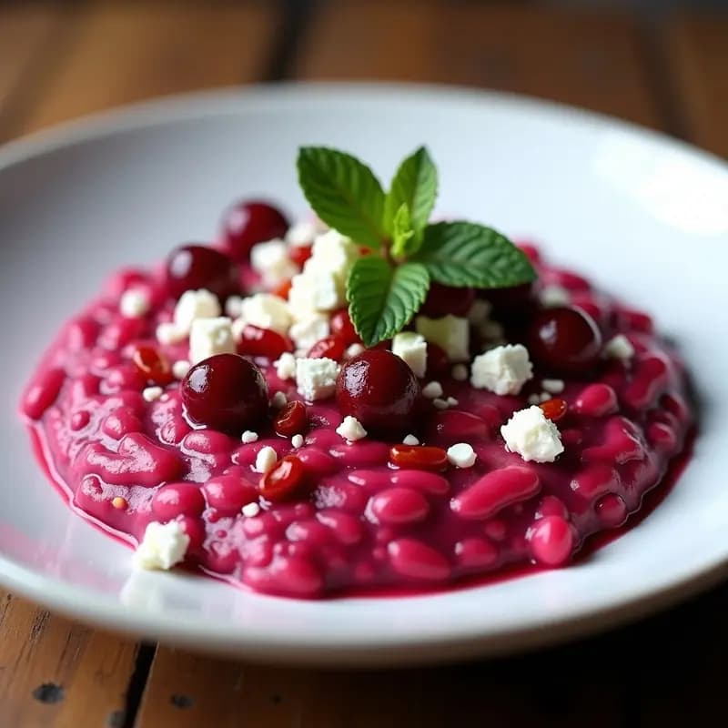 Risotto de Remolacha y Arándanos Rojos con Feta: Receta Gourmet en 30 Minutos