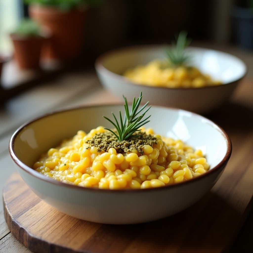 Risotto de Remolacha Dorada y Queso de Anacardos con Crujiente de Pistacho: Receta Vegana Italiana