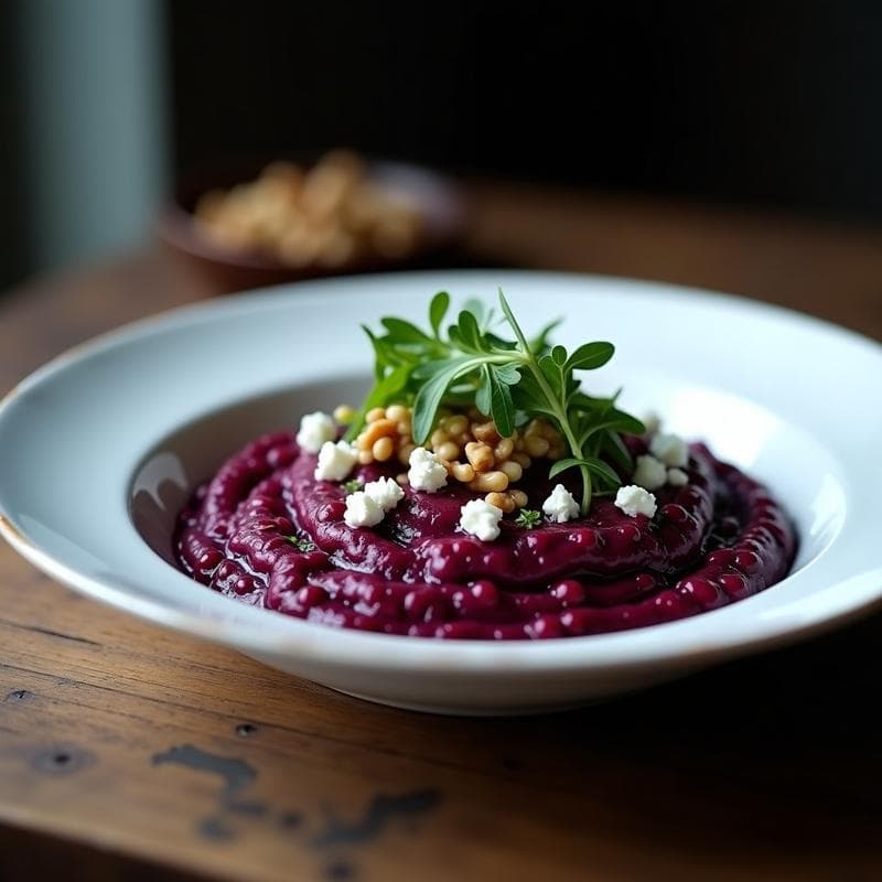Risotto de Remolacha Negra con Queso Azul: Receta Gourmet y Alta en Antioxidantes