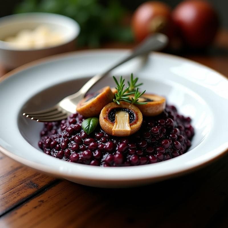 Risotto de Remolacha Negra y Setas Oyster: Receta Gourmet en 30 Minutos con Toque Umami