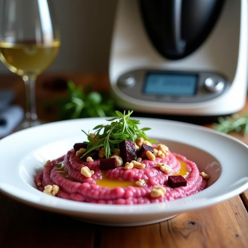 Risotto de Remolacha y Queso Azul: Receta Italiana en Thermomix con Contraste de Sabores