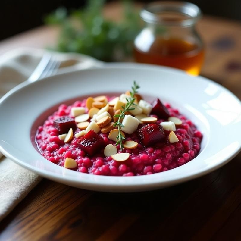 Risotto de Remolacha y Queso de Cabra: Receta Francesa en Olla Lenta con Color Vibrante
