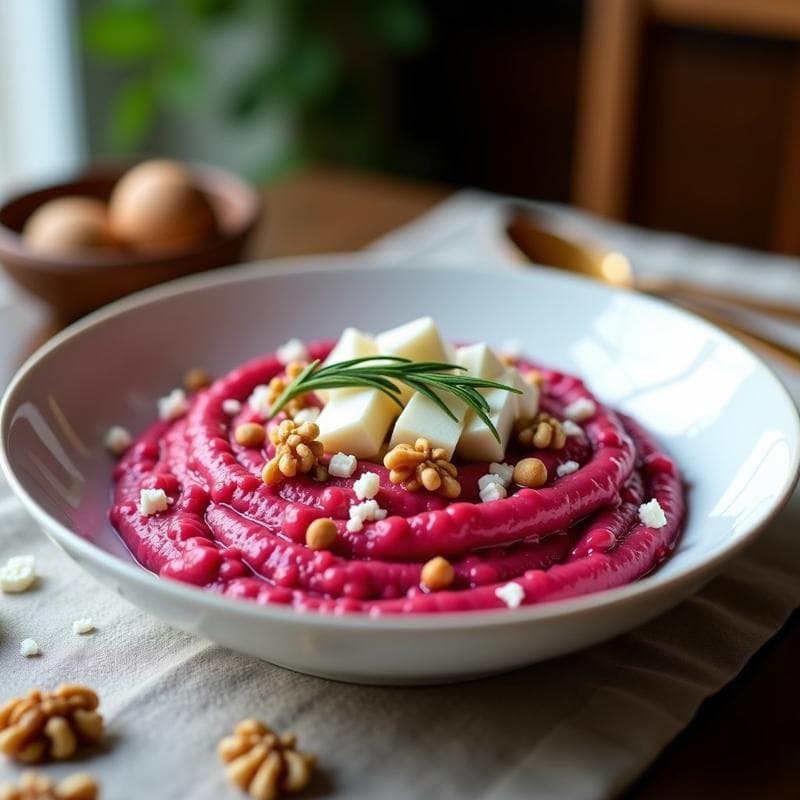 Risotto de Remolacha y Queso de Cabra: Receta Italiana Crema y Sin Gluten en 25 Minutos