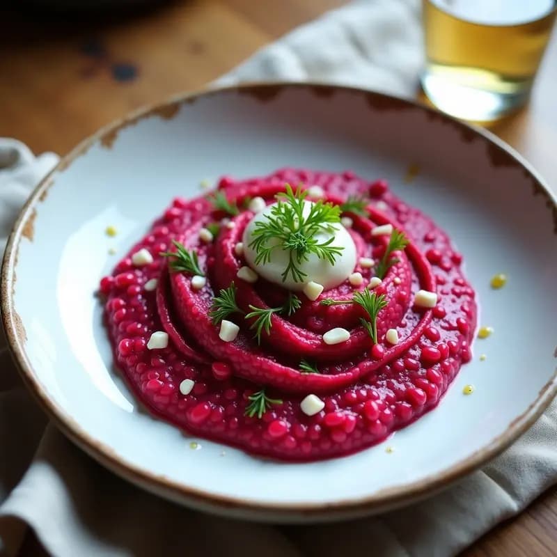 Risotto de Remolacha y Queso de Cashew: Receta Italiana Vegana con Color Vibrante