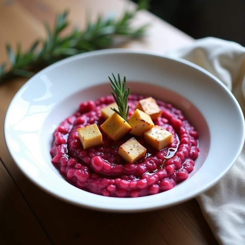 Risotto de Remolacha y Tofu Ahumado: Receta en Ollas Superpuestas con Textura Cremosa