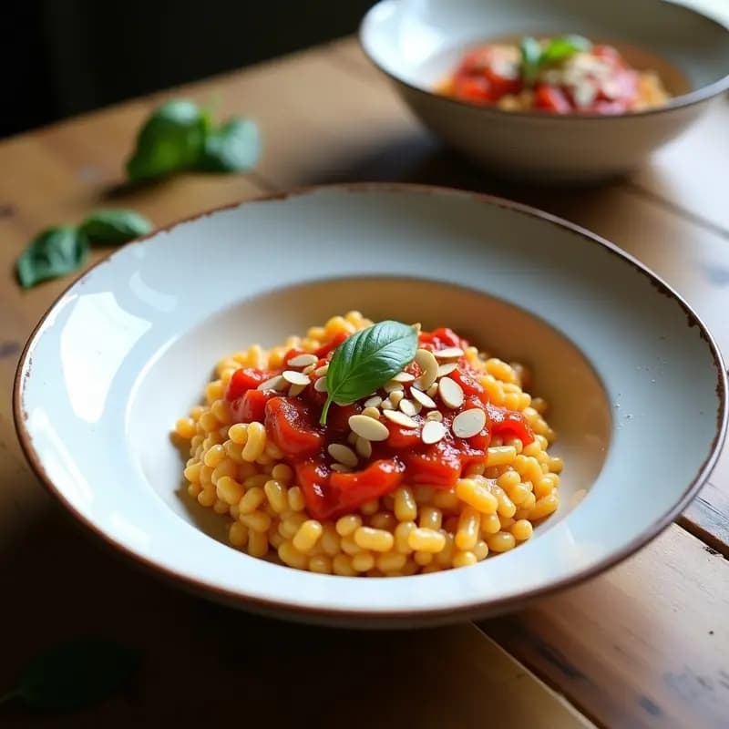 Risotto Romesco con Pimientos Asados: Receta Rápida en Airfryer y sin Remover