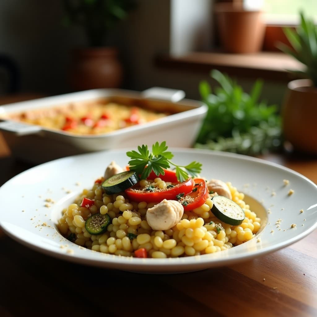 Risotto de Verduras al Horno: Receta Alta en Proteína Sin Lactosa