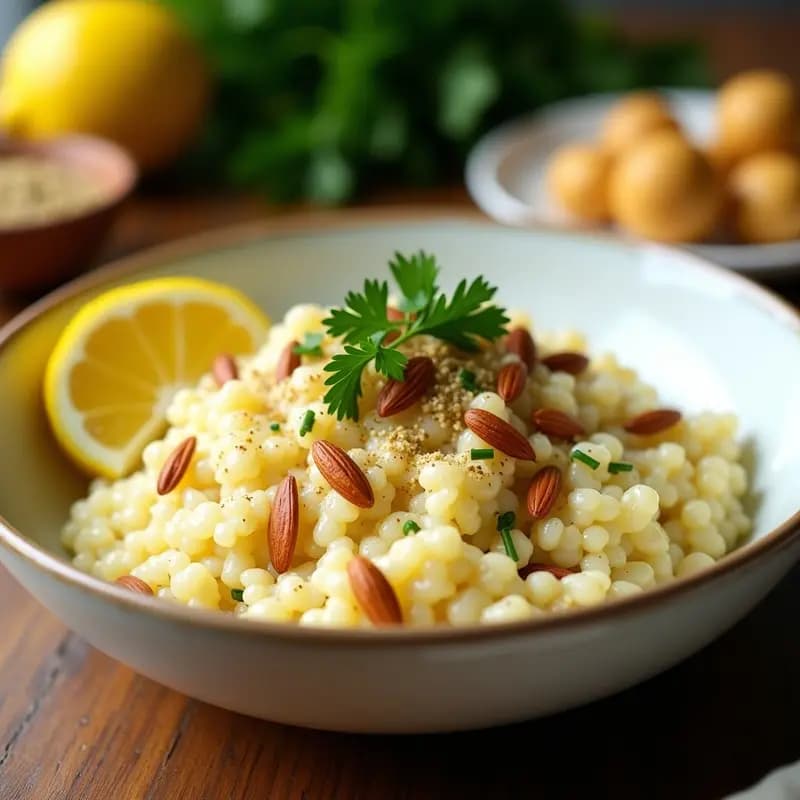 Risotto de Coliflor con Zaatar y Limón: Receta Vegana Alta en Proteína y Sin Gluten