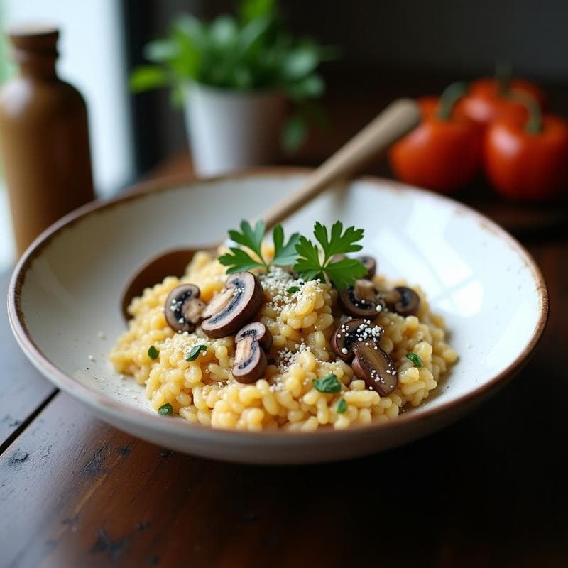 Risotto de Zaatar y Hongos Salvajes: Receta Gourmet en Olla Express con Toque Libanés