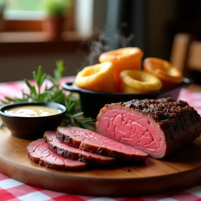 Roast Beef Inglés con Salsa de Rábano Picante y Yorkshires: Receta Tradicional para Domingos