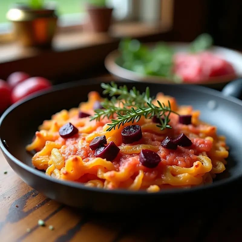 Rösti Suizo de Remolacha y Patata: Acompañamiento Crujiente y Sin Gluten en Sartén