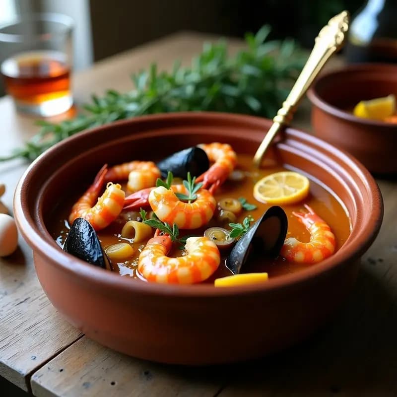 Roganic de Mariscos con Salsa de Azafrán y Brandi: Receta Croata de Lujo en Olla Lenta