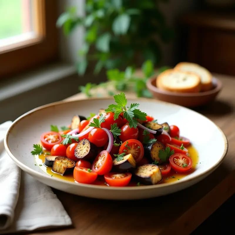 Rogojă de Vinete y Tomates: Ensalada Rumana Tradicional y Vegana para Tupper