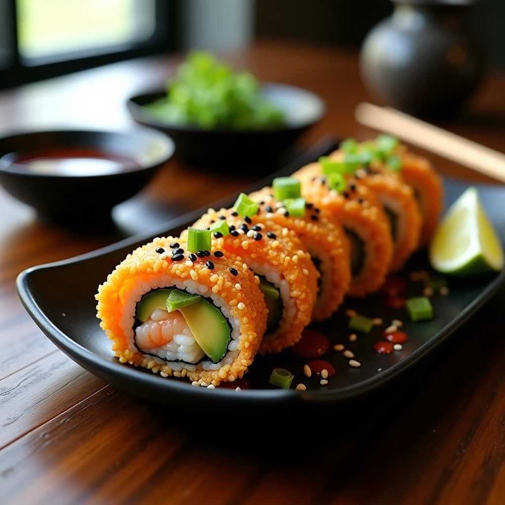Rolling Sushi de Aguacate y Langostino con Salsa Teriyaki Casera: Receta Japonesa en Airfryer